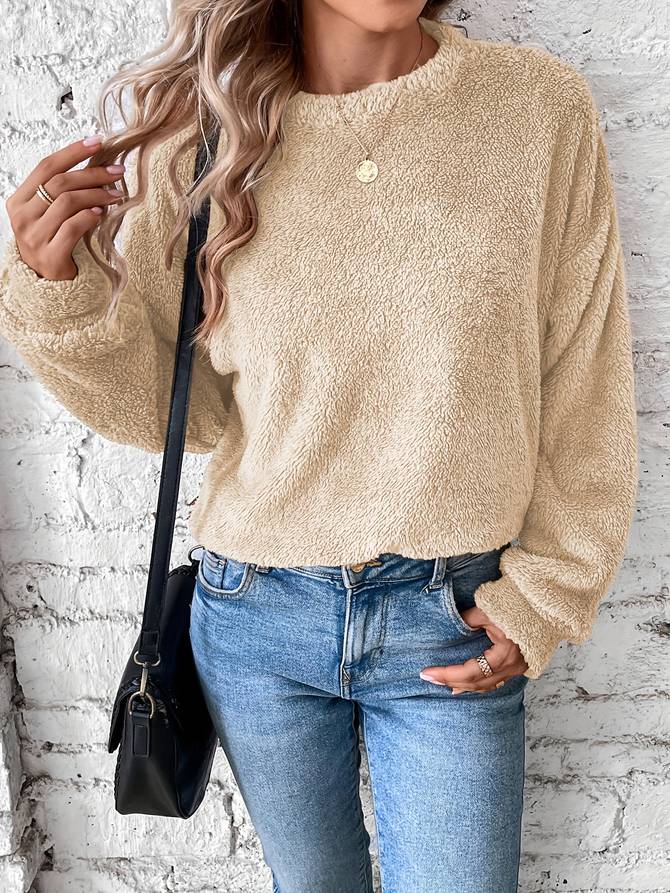 PEGGY | Teddy Fleece Sweater Met Relaxed Fit