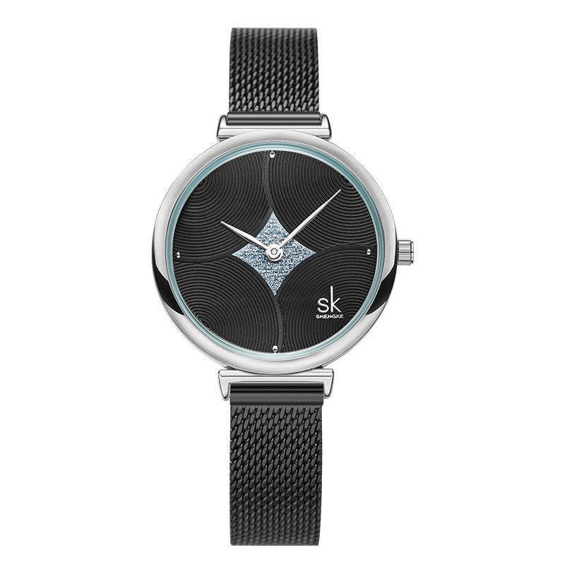 Fashion Simple Steel Mesh Two-Needle Watch - Trendha