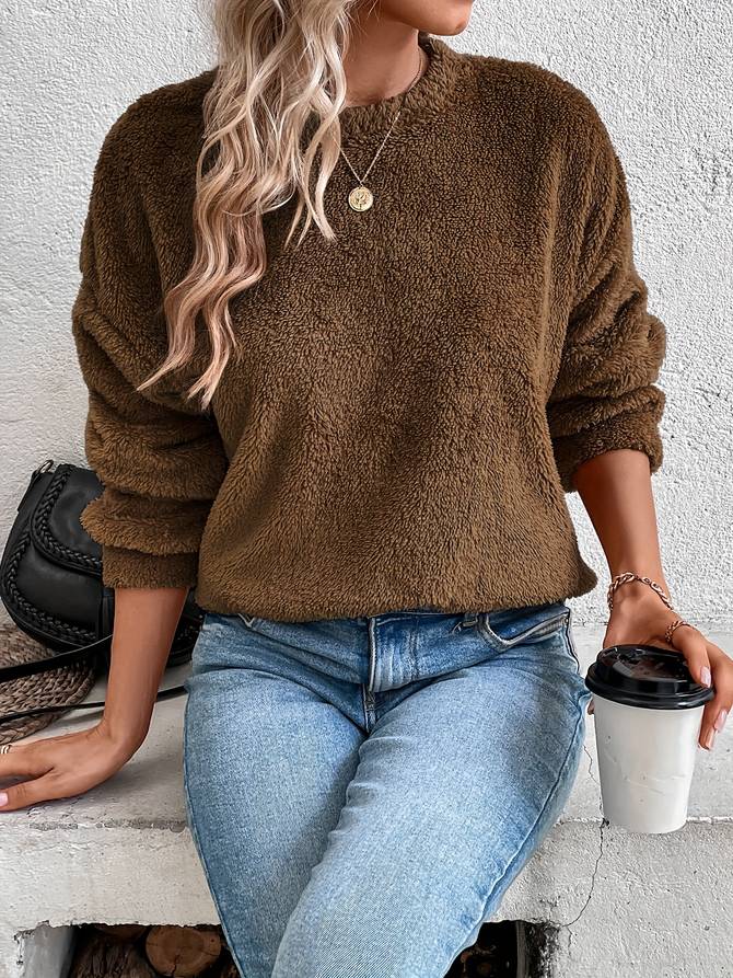 PEGGY | Teddy Fleece Sweater Met Relaxed Fit