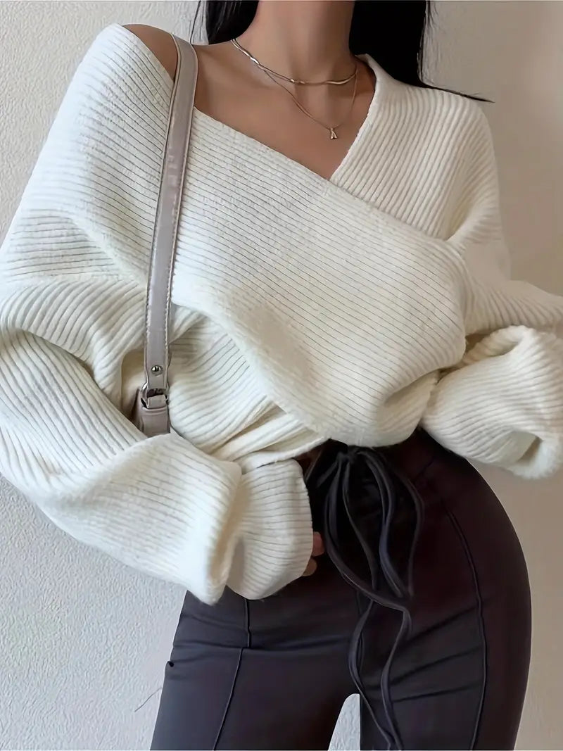 Jools | Off-Shoulder Damestrui Met Ribstructuur voor de herfst
