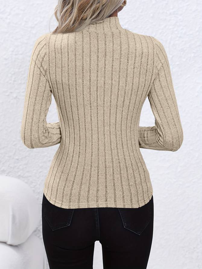 MALLORY | Geribde Longsleeve Winter Top Met Opstaande Hals voor dames