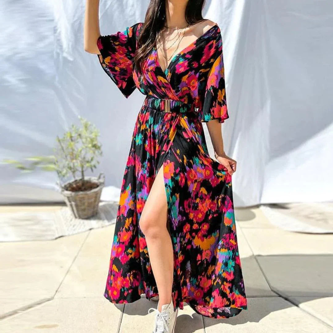 Gitta - Zomerse Boheemse jurk met hoge split voor dames