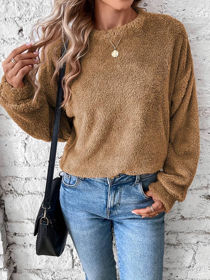 PEGGY | Teddy Fleece Sweater Met Relaxed Fit