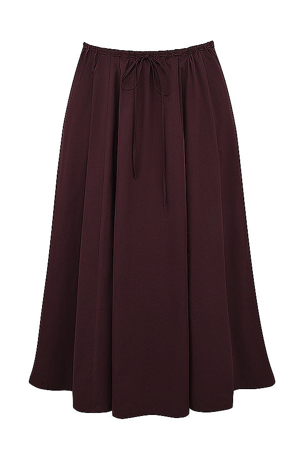 Mexx | Diepbruine Ruches-Set met Top en Midi-Rok