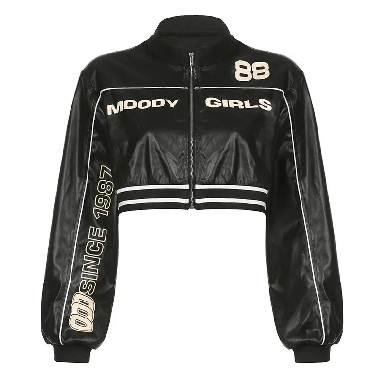 Paisley - Kort leren bikerjack voor dames