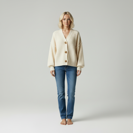 Bailey | Stijlvol Handgemaakt Oversized Gebreid Vest van Wolmix met Knopen