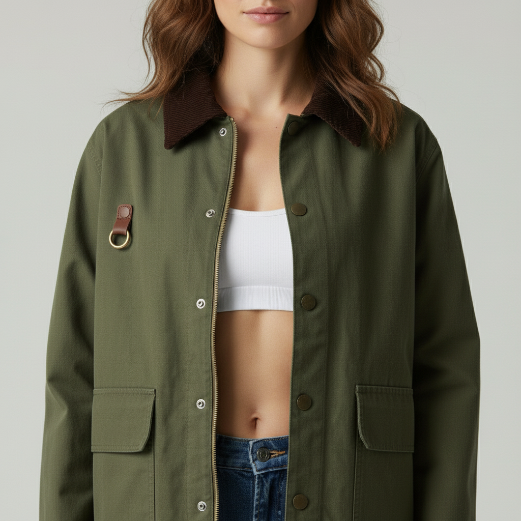 Chique Oversized Katoenen Jas – Corduroy Kraag | Julie Mae