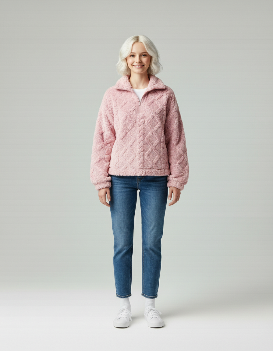 Miller | Dames Trui van Fleece – Gewatteerd – Halve Rits