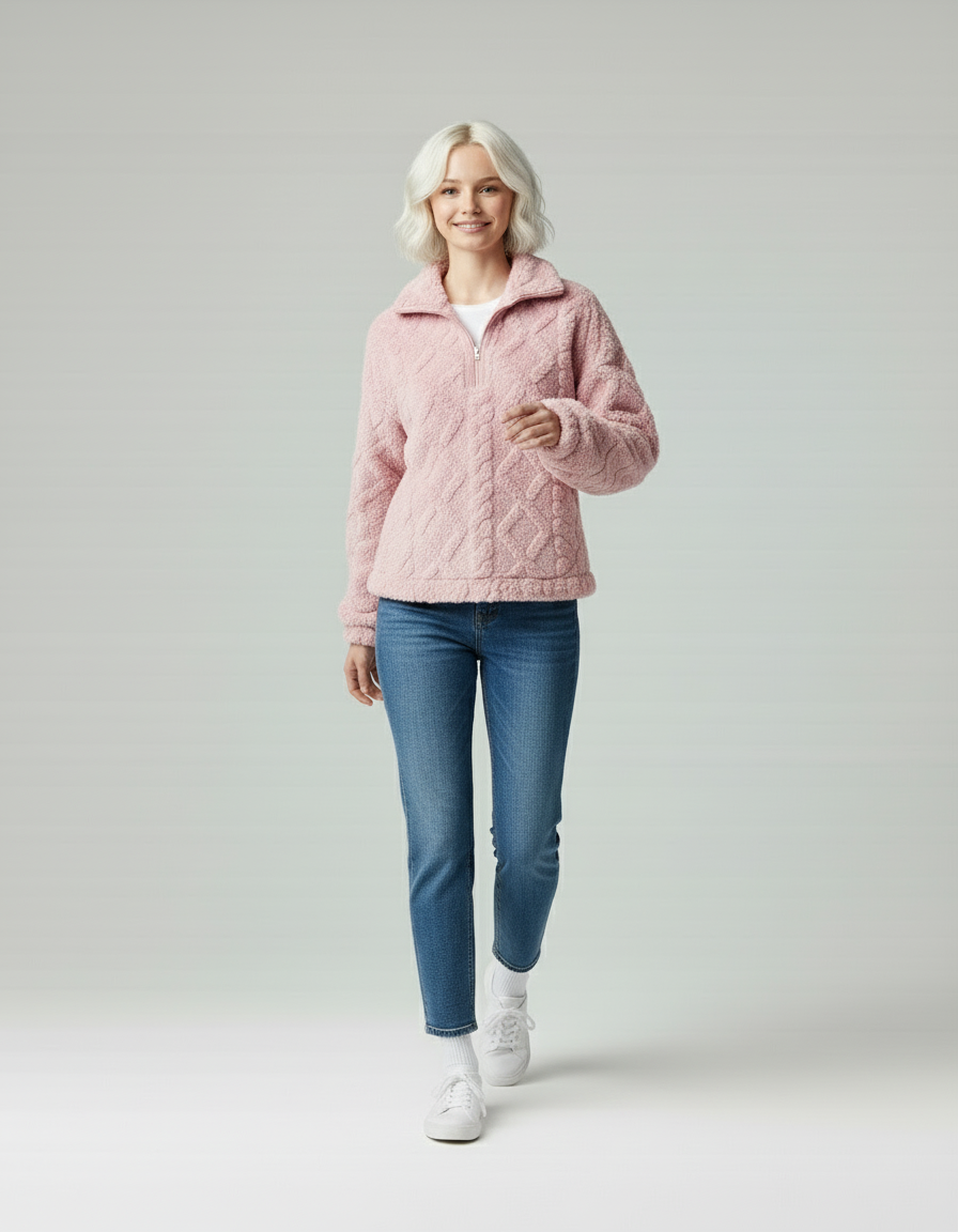 Miller | Dames Trui van Fleece – Gewatteerd – Halve Rits