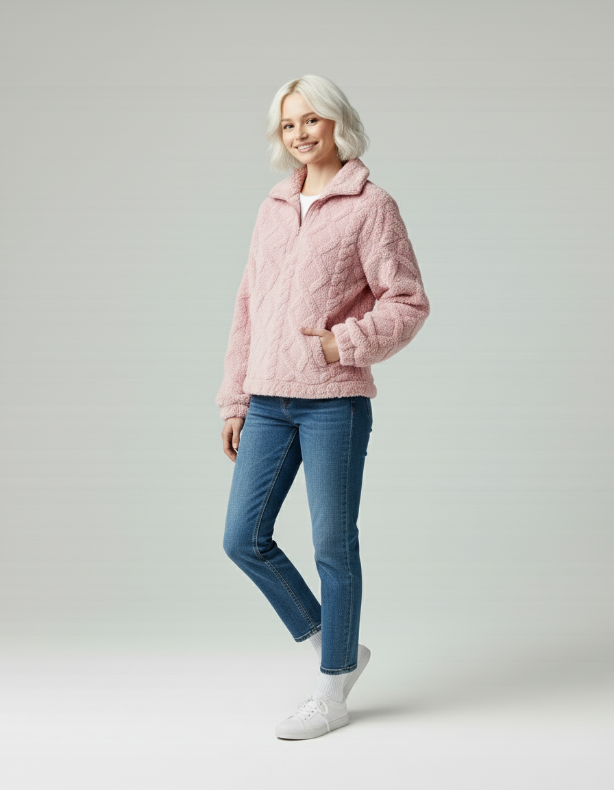 Miller | Dames Trui van Fleece – Gewatteerd – Halve Rits