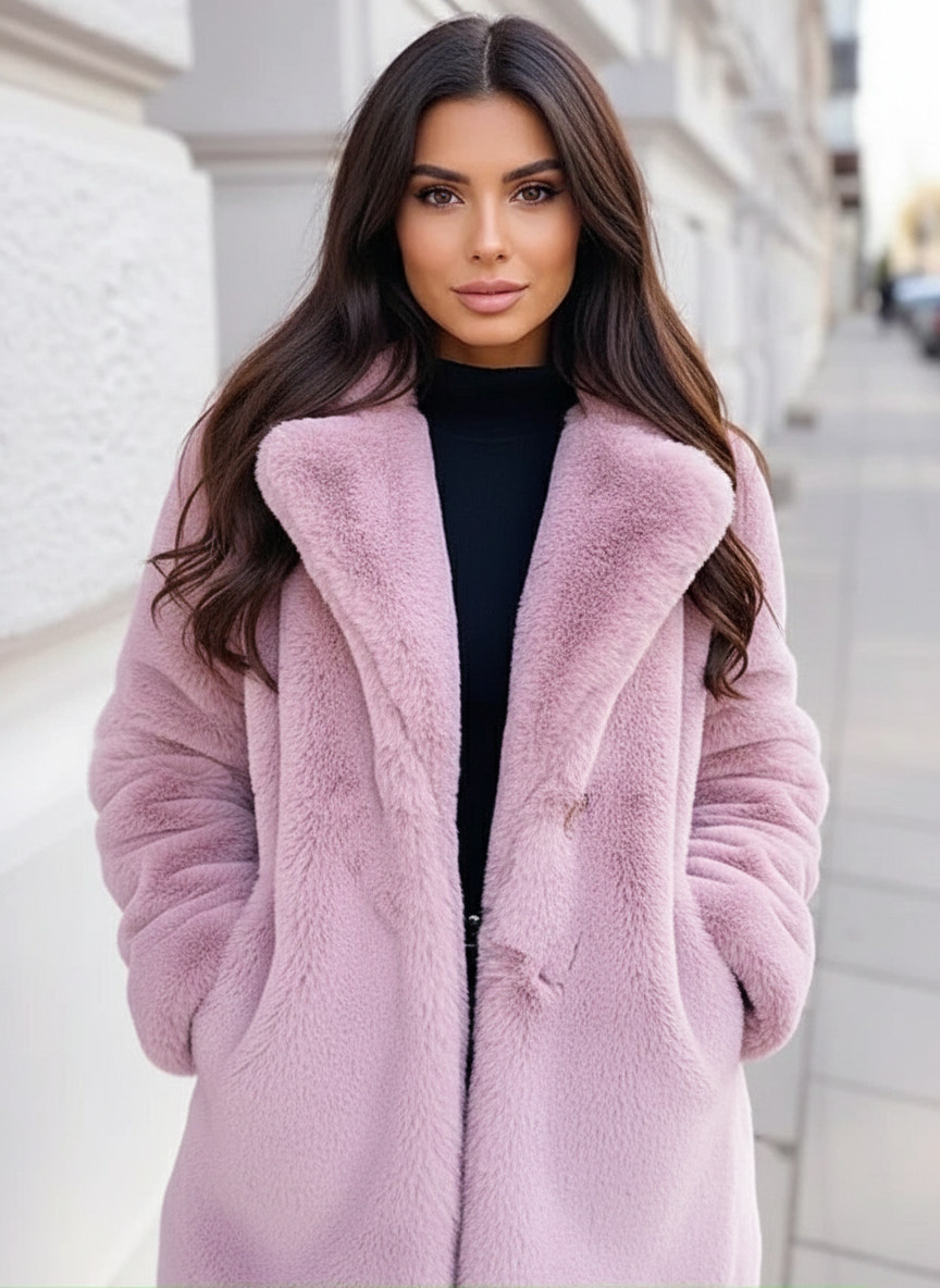 Brenda | Dames Teddyjas – Pluche Imitatiebont – Middellang