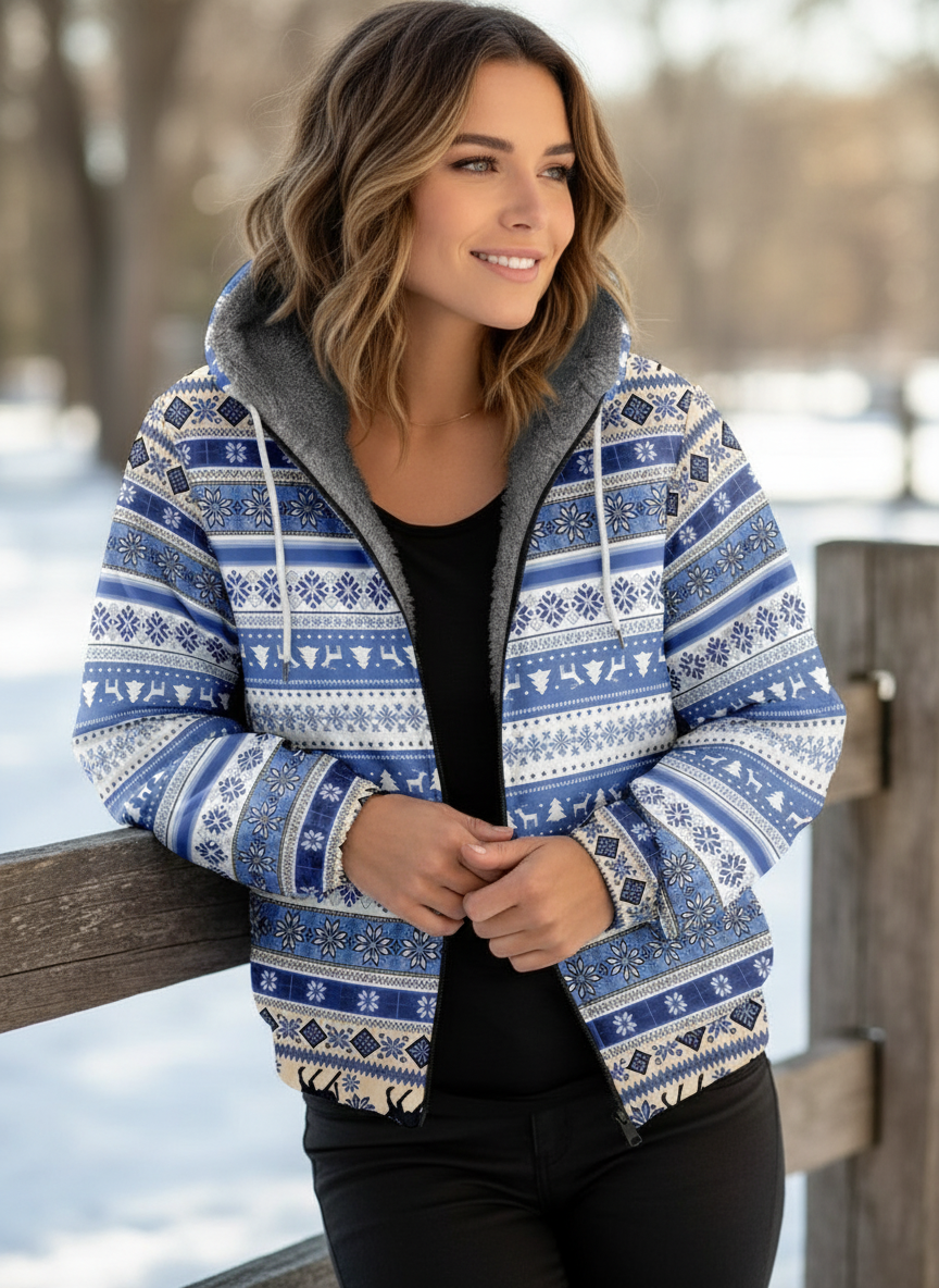 Mila | Dames Winterjas met Ethnic Print en Fleece