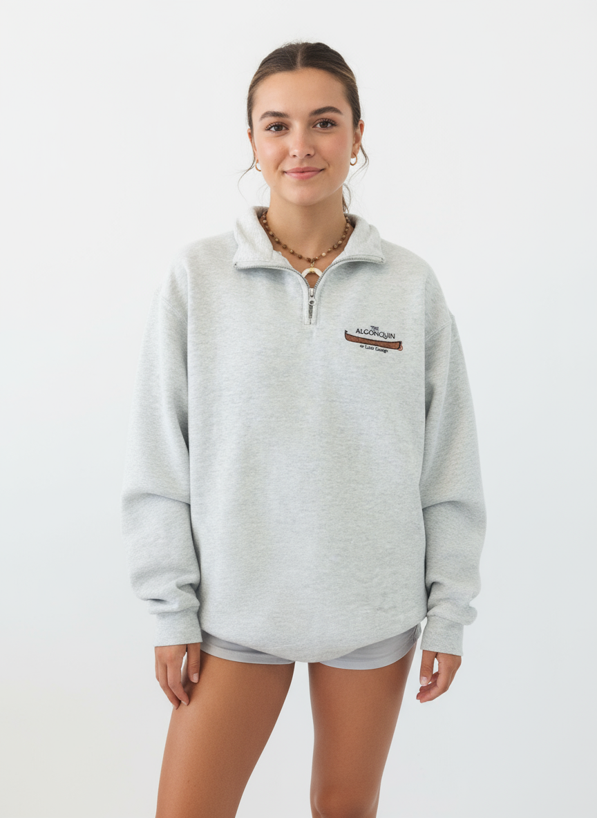 Merel | Grijze Polyestermix Retro Sweatshirt met Ritssluiting