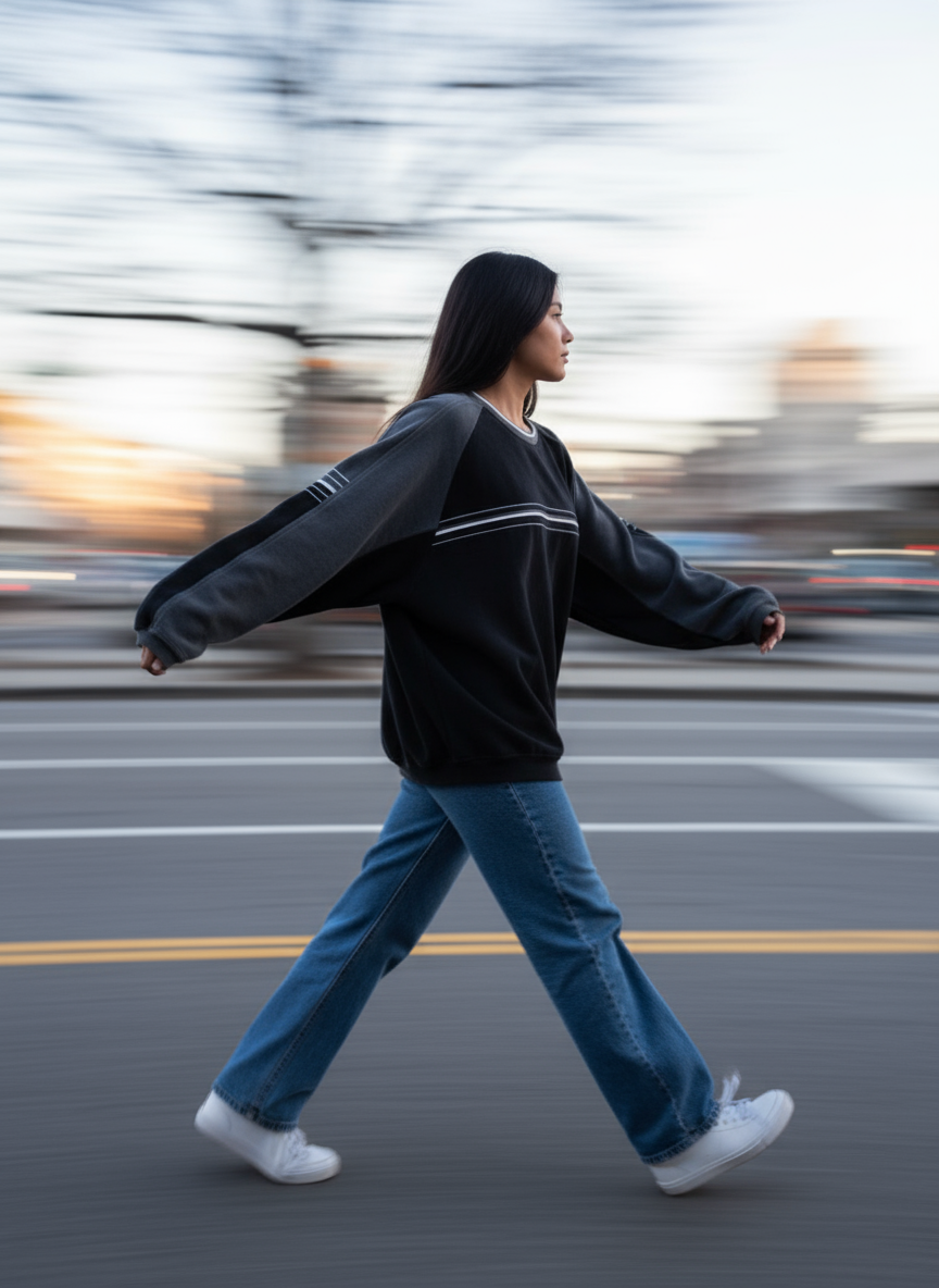 Annemein | Gestreepte Raglan Sweater in Polyester Blend
