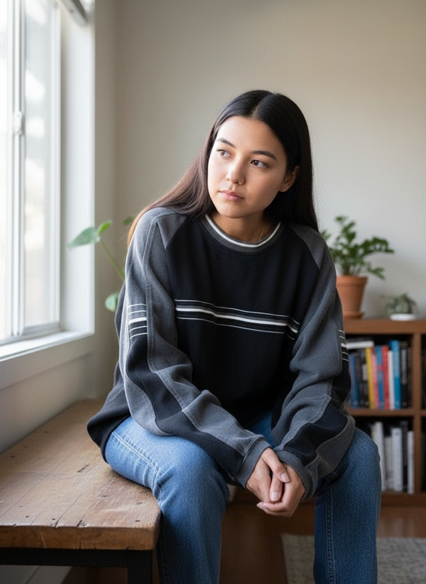 Annemein | Gestreepte Raglan Sweater in Polyester Blend