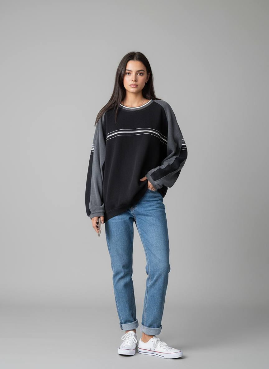 Annemein | Gestreepte Raglan Sweater in Polyester Blend