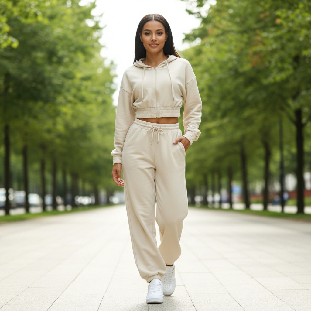 Vesper | Gezipte Cropped Hoodie & Joggingbroek Set