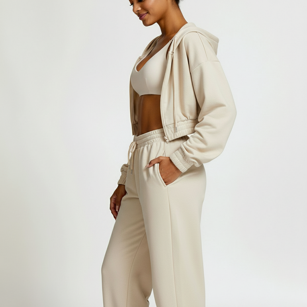 Vesper | Gezipte Cropped Hoodie & Joggingbroek Set