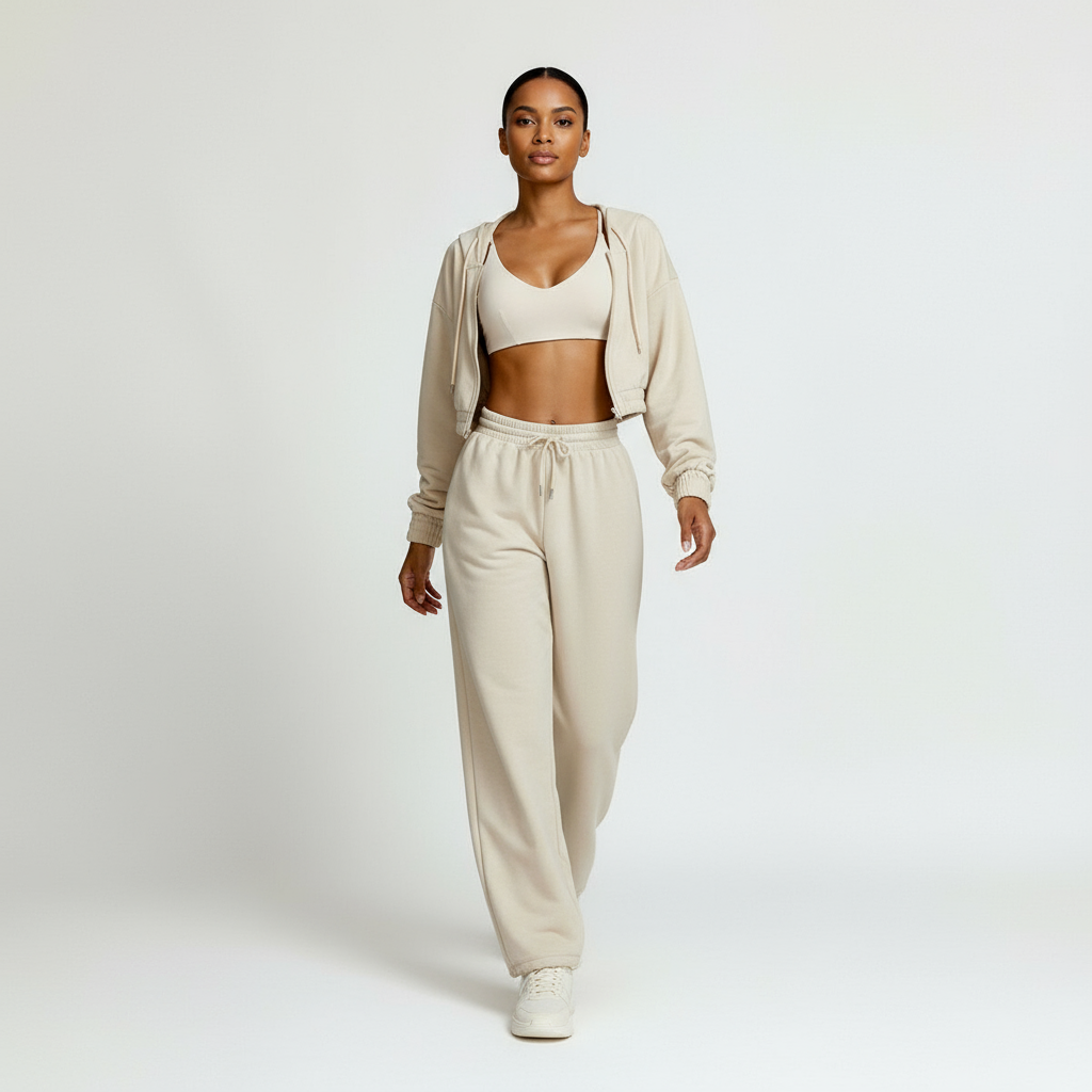 Vesper | Gezipte Cropped Hoodie & Joggingbroek Set