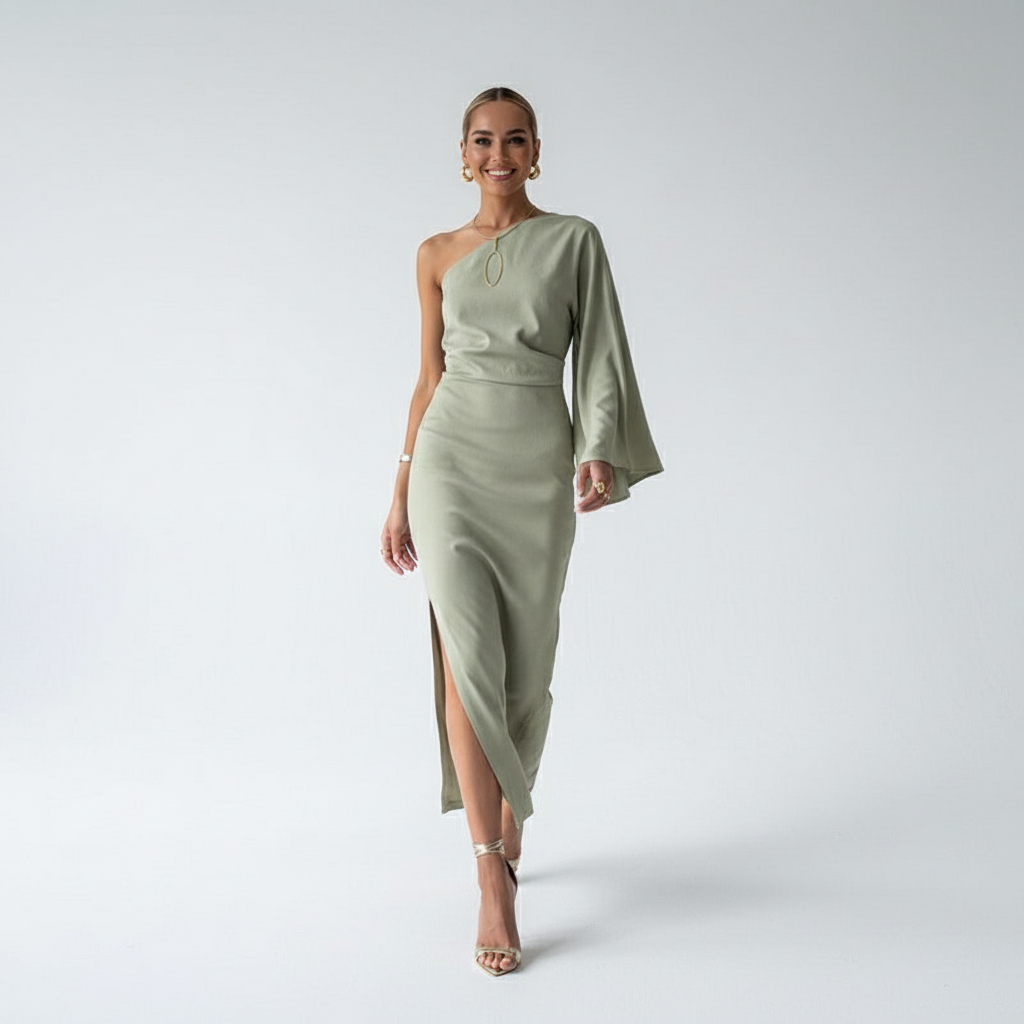 Celeste | Chic Asymmetrisch Linnen Jurk voor Dames