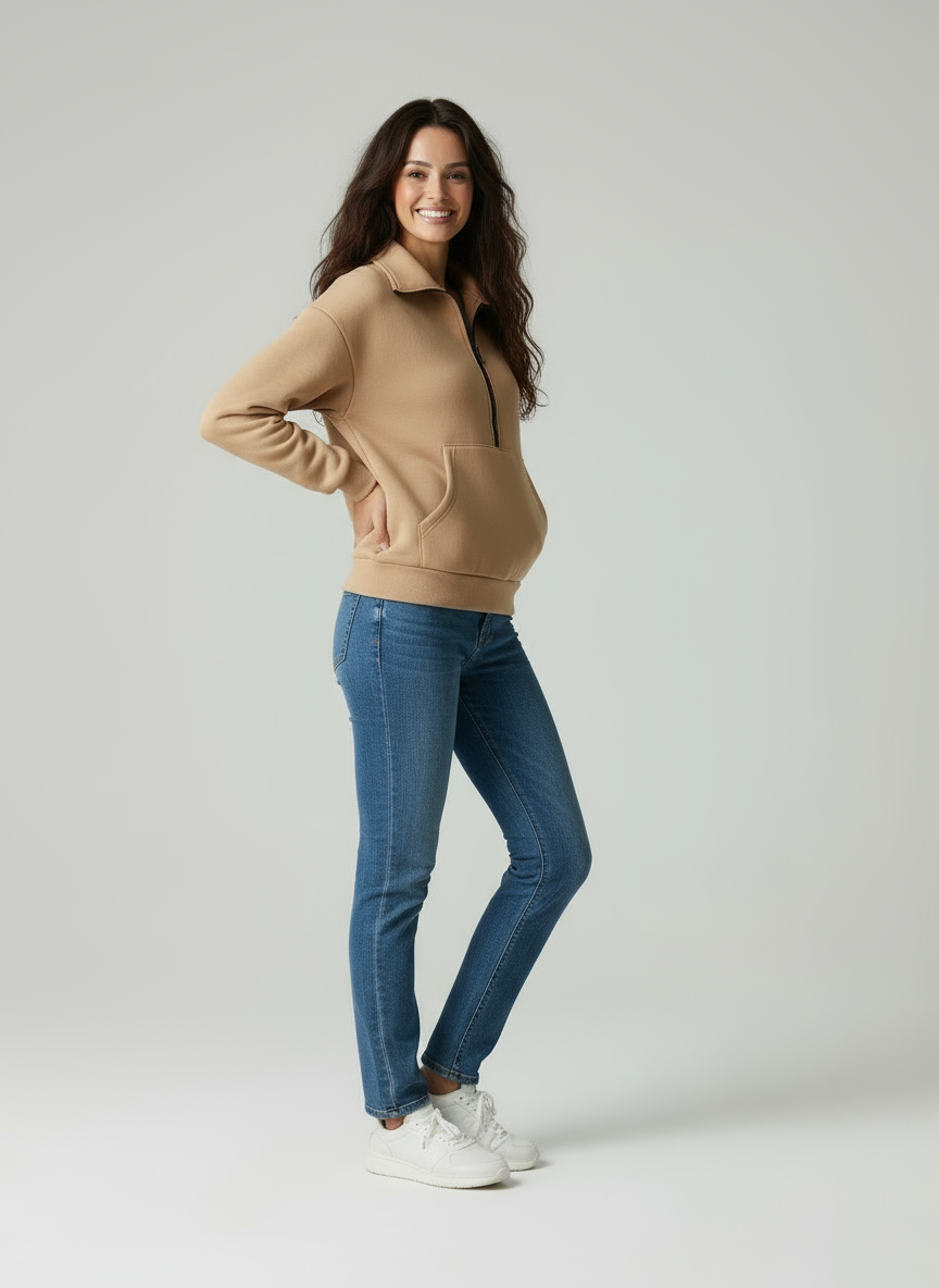Paulina | Dames Trui met Fleece β Losse Pasvorm β Zip Front