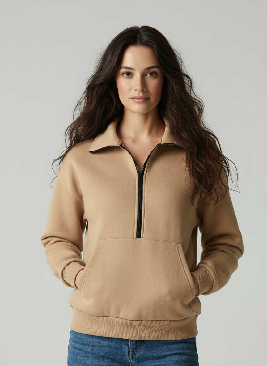 Paulina | Dames Trui met Fleece β Losse Pasvorm β Zip Front