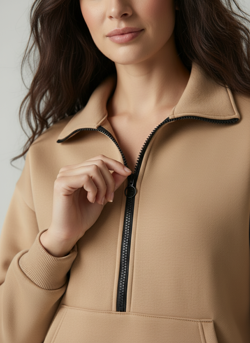 Paulina | Dames Trui met Fleece β Losse Pasvorm β Zip Front