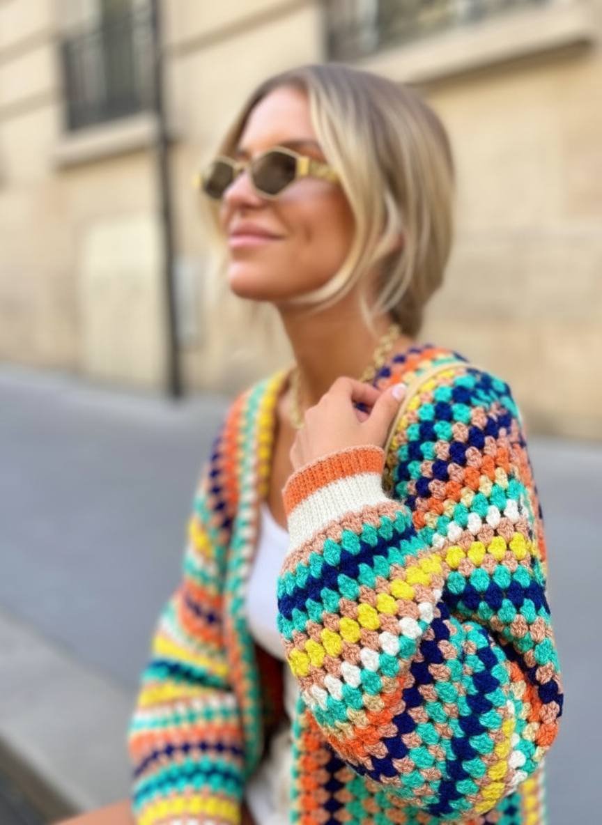 Venne | Multicolor Gehaakte Trui – Vrouwen Street Fashion Vest