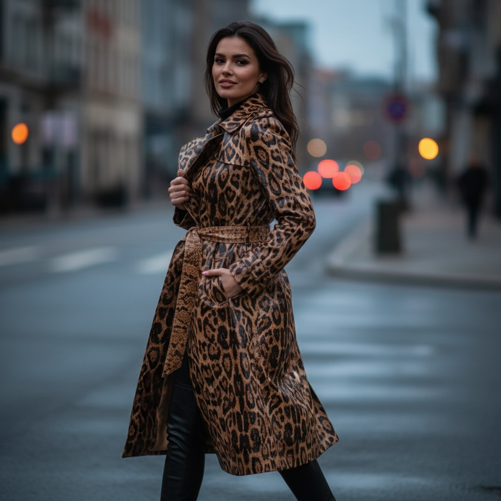 Ursula | Luxe Luipaardprint Trenchcoat Veganistisch Leer