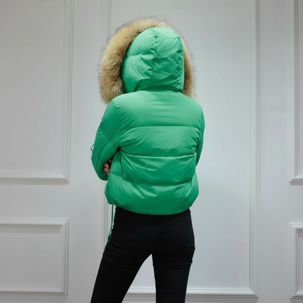 Mette | Korte Donsjas met Bontkraag | 90% Dons