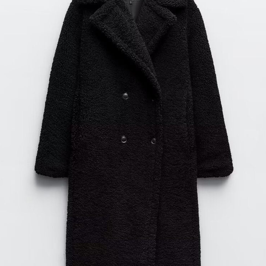 Desiree - Lange Oversized Herfst Jas van Teddy Stof voor Dames