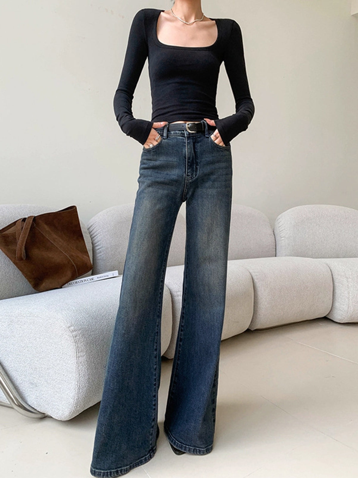 Nia | Dames Wijde Pijp Jeans – Hoge Taille – Vintage Denim