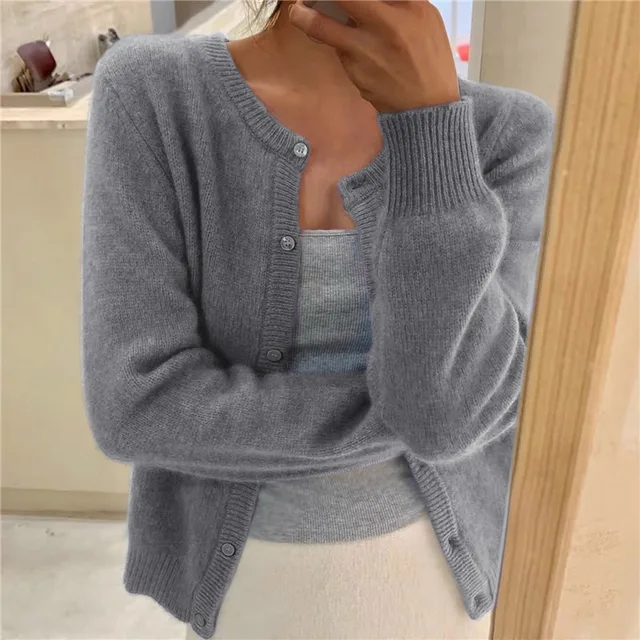 Lilian – Effen Kleur Gebreid Vest voor Dames