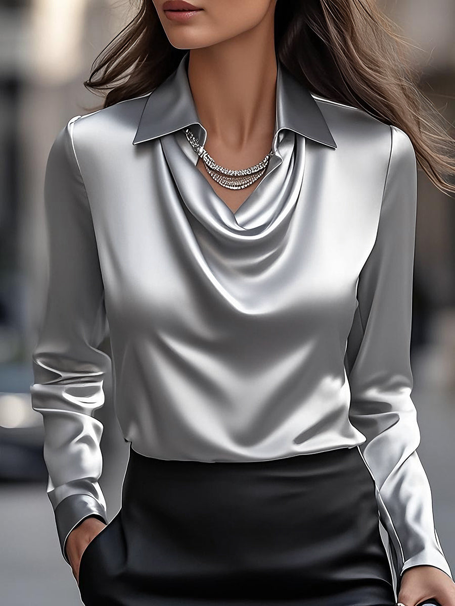 COOSJE | Damesblouse met drapering en lange mouwen