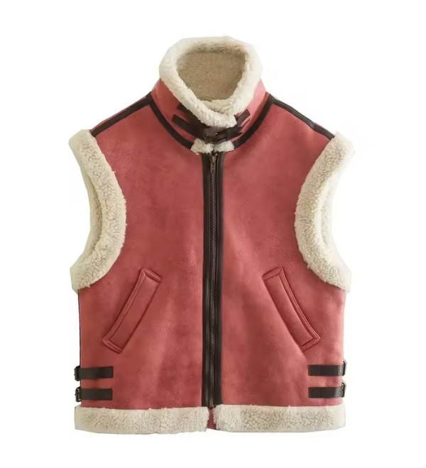 Aurelia | Leer Look Dames Herfst Vest met Teddy Voering – Warm & Modieus