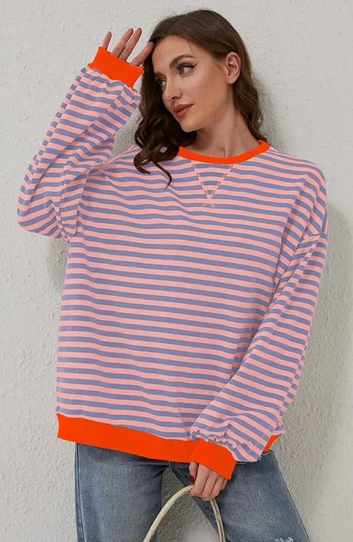 Kaia - Vrolijke Comfortabele Gestreepte Oversized Trui