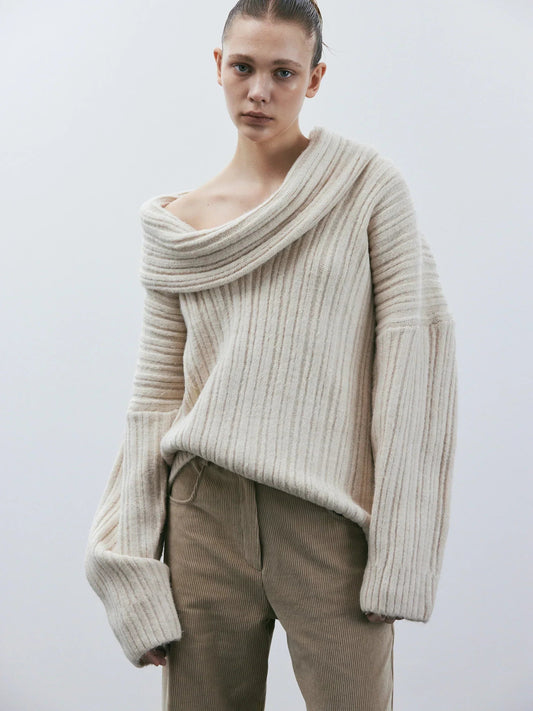 Jamila | Luxe Oversized Wolmix Trui met Col Detail