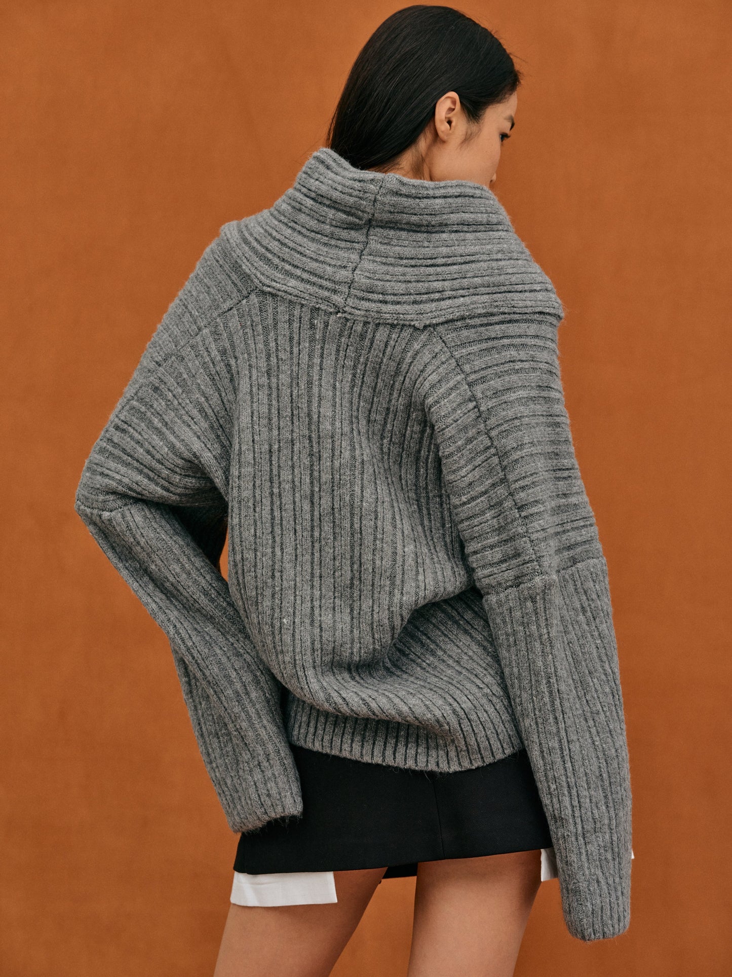Jamila | Luxe Oversized Wolmix Trui met Col Detail