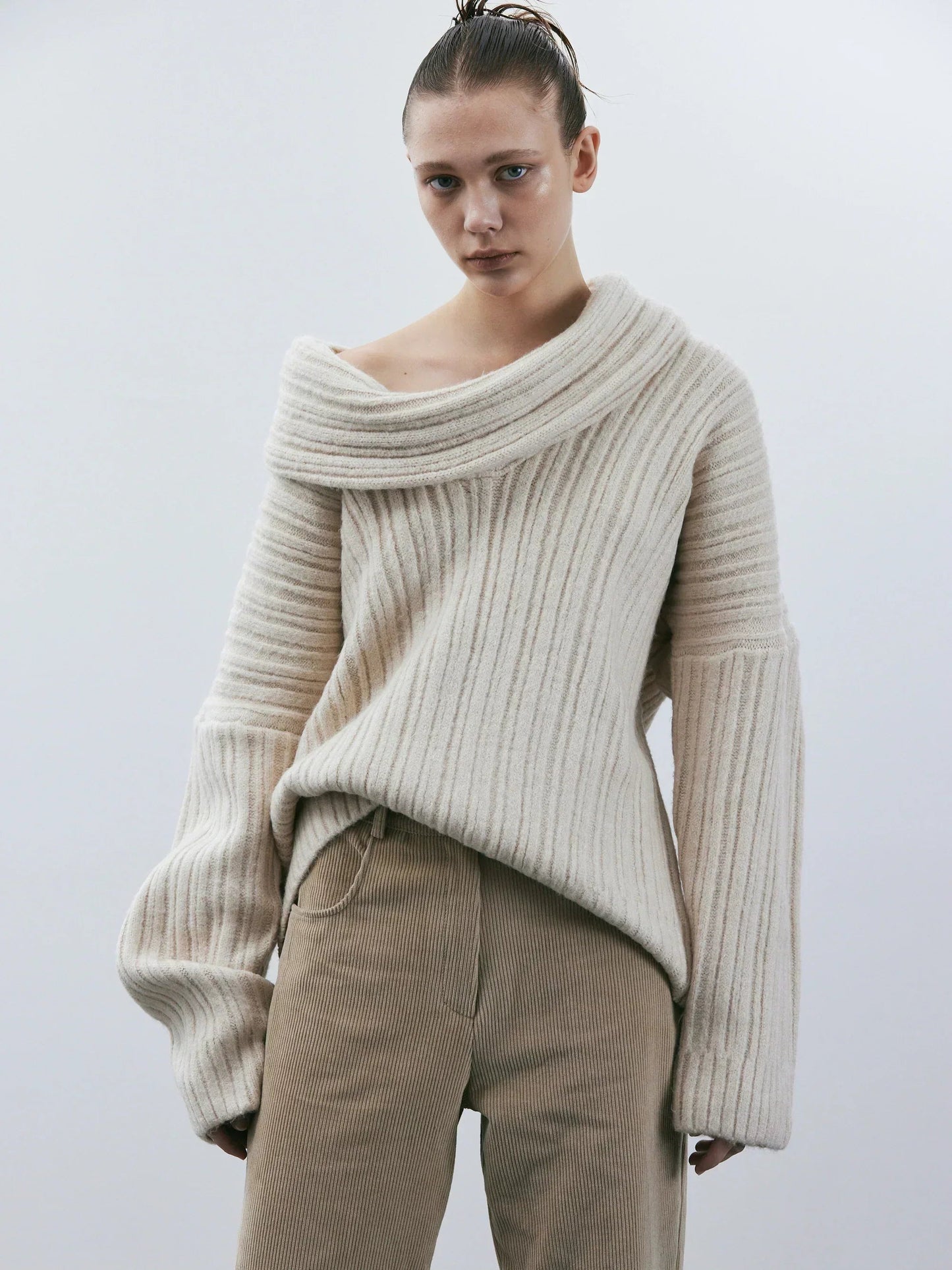 Jamila | Luxe Oversized Wolmix Trui met Col Detail