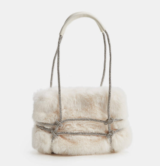 Fonne | Luxe Faux Fur Handtas met Strass Accenten