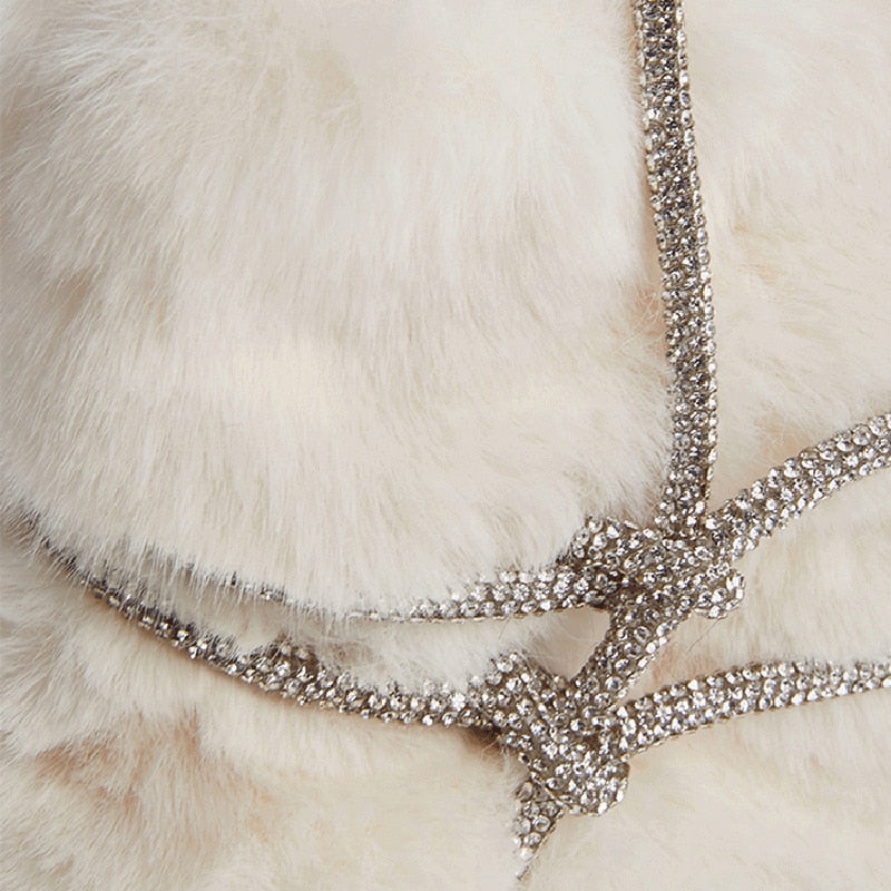 Fonne | Luxe Faux Fur Handtas met Strass Accenten