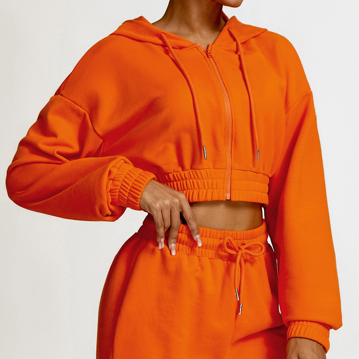 Vesper | Gezipte Cropped Hoodie & Joggingbroek Set