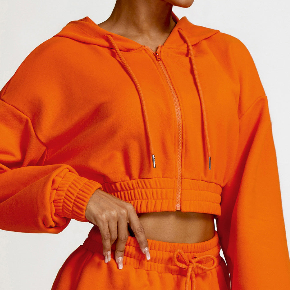 Vesper | Gezipte Cropped Hoodie & Joggingbroek Set