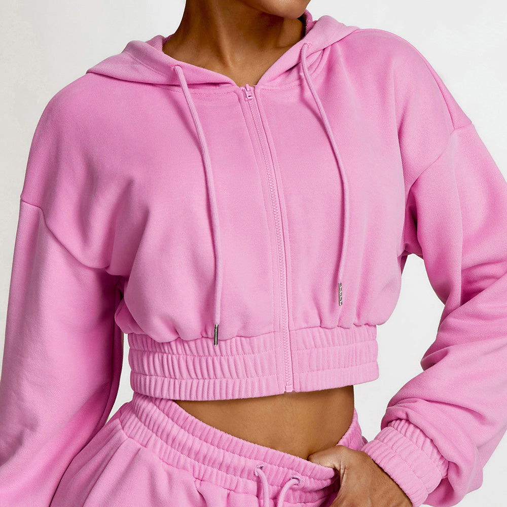 Vesper | Gezipte Cropped Hoodie & Joggingbroek Set