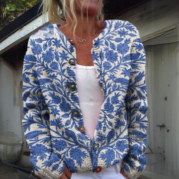 Zoey | Warme Gebreid Dames Vest Met Bloemenprint
