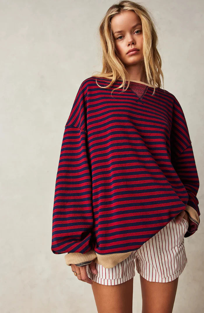Kaia - Vrolijke Comfortabele Gestreepte Oversized Trui