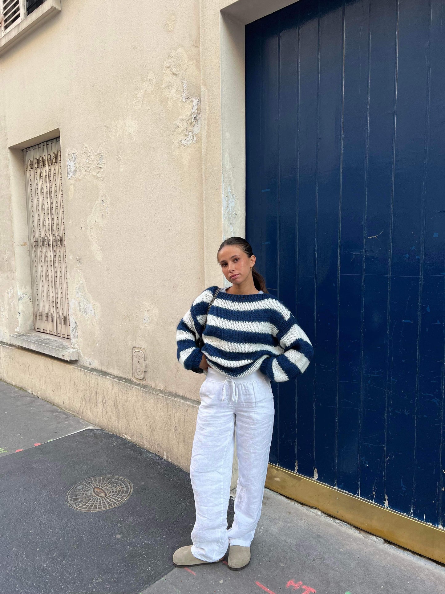 Xophia | Oversized Gebreide Trui met Strepen - Mohair Blend