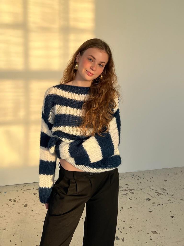 Xophia | Oversized Gebreide Trui met Strepen - Mohair Blend