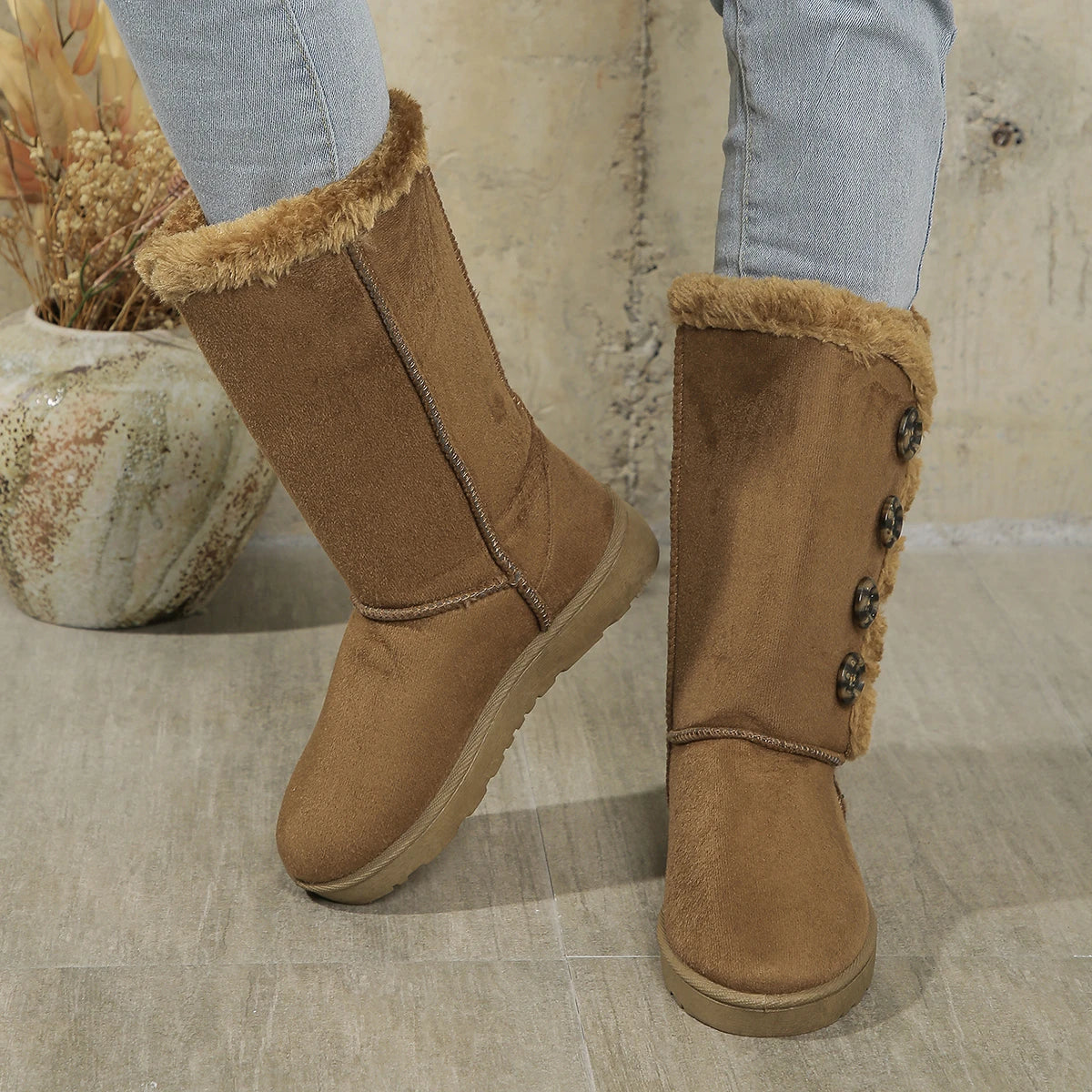 Kaylen | Elegante Suède Winter Biker Bikerlaarzen Dames