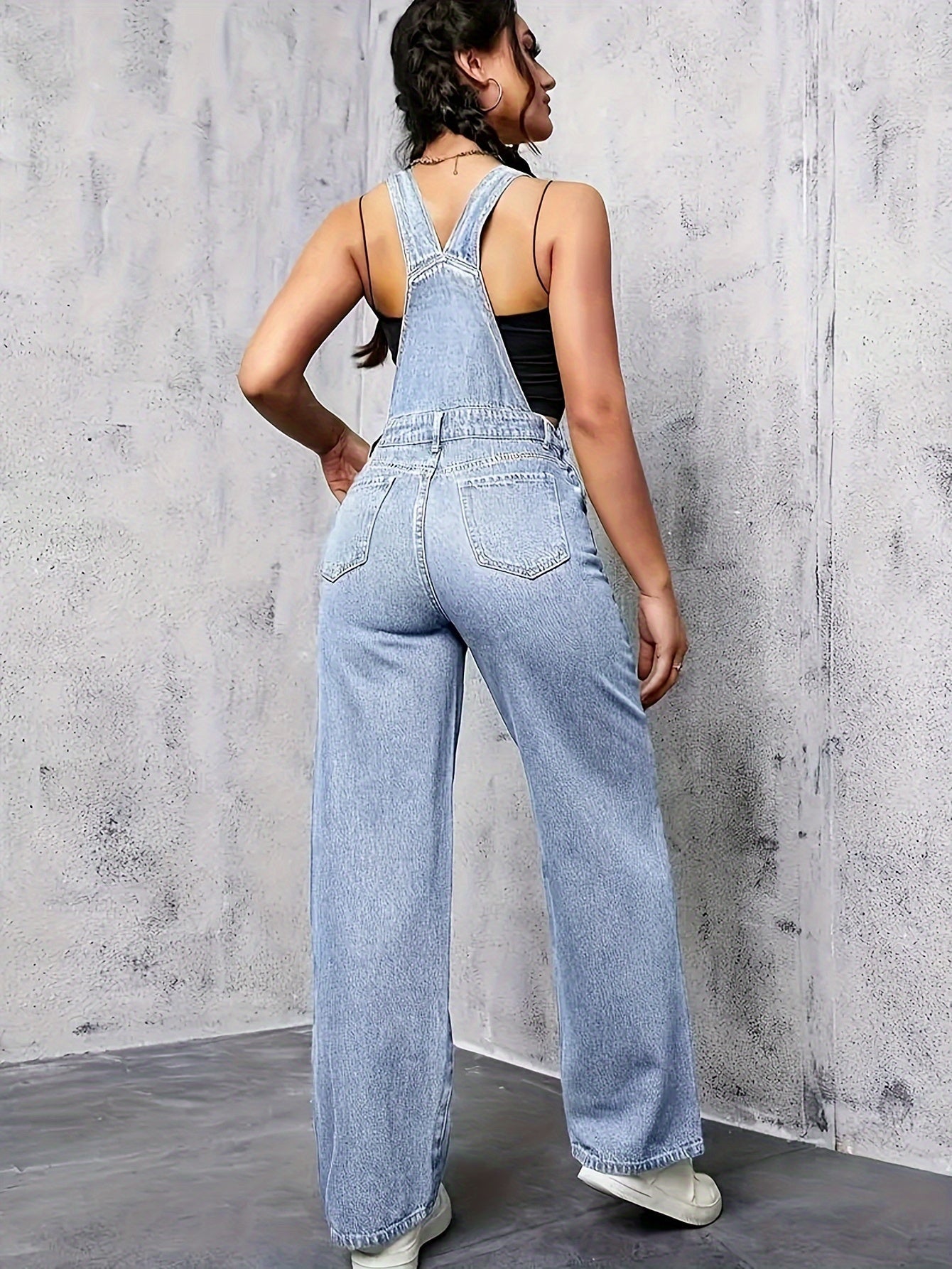 Bordeaux | Denim overall met wijde pijpen voor dames